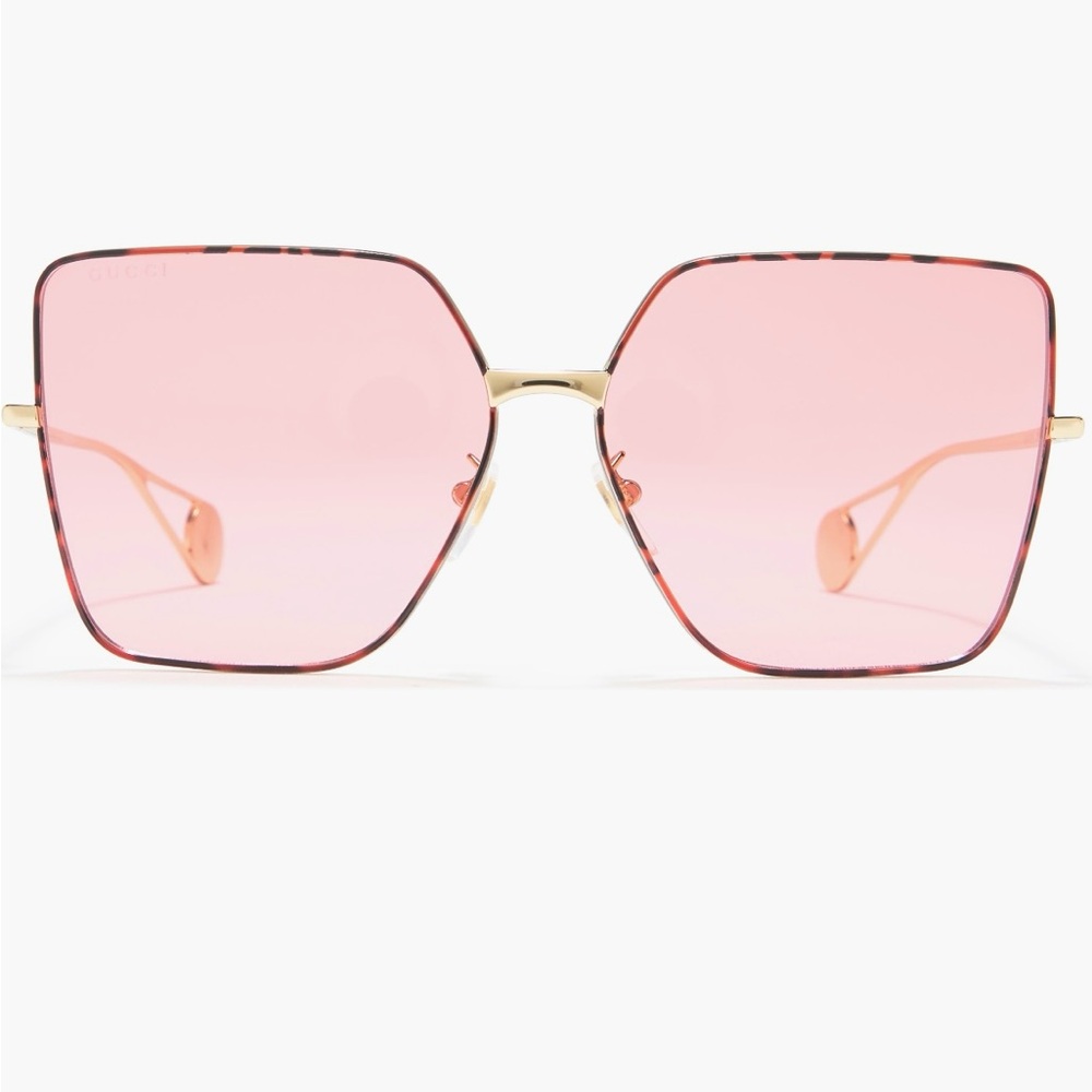 Gucci pink, gold and tortoise oversized sunglasses